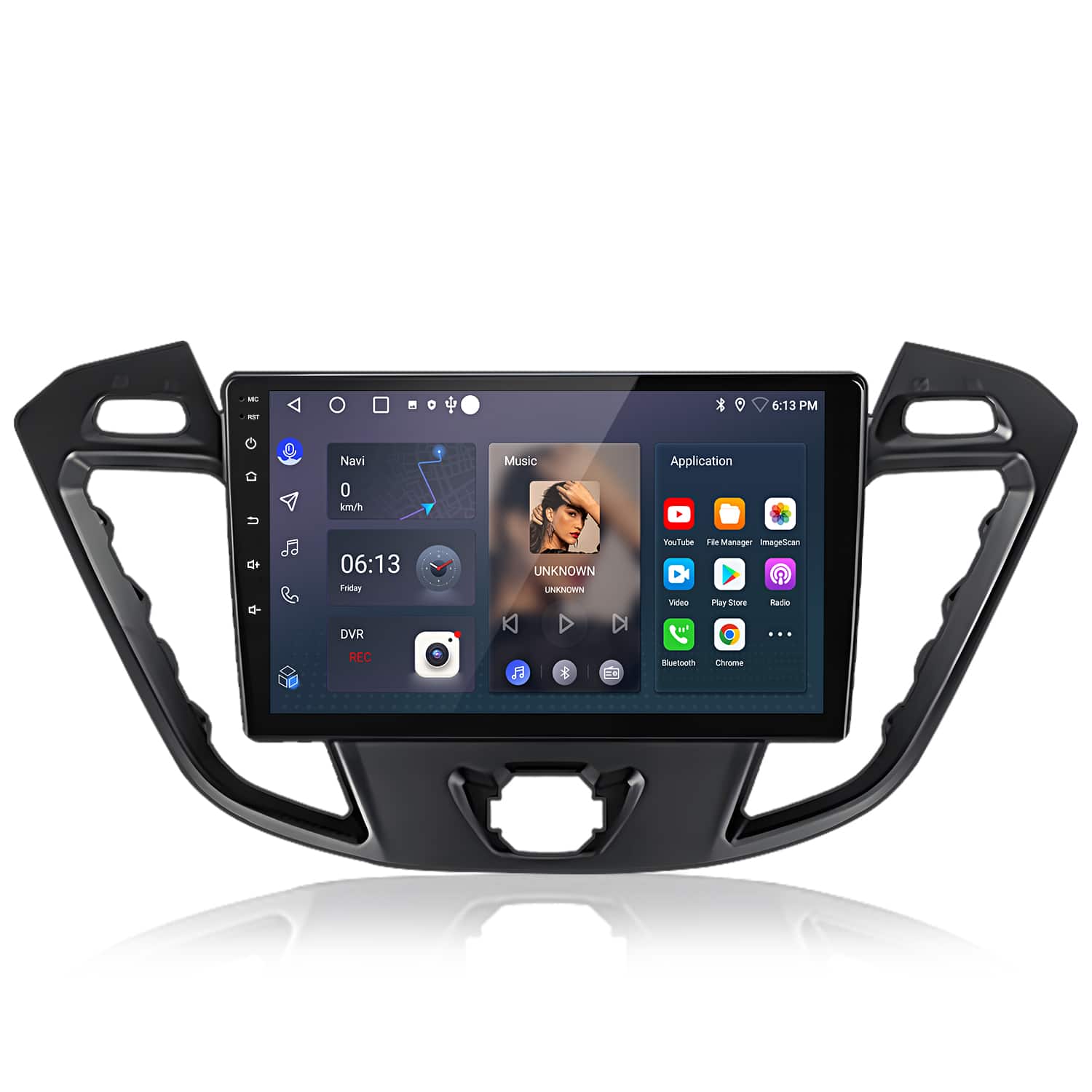 Junsun - 9 Inch Android 14 2+64GB carplay For Ford Transit Custom 2012-2021 Car Stereo Radio GPS Navi WIFI RDS DSP SWC FM BT - Black