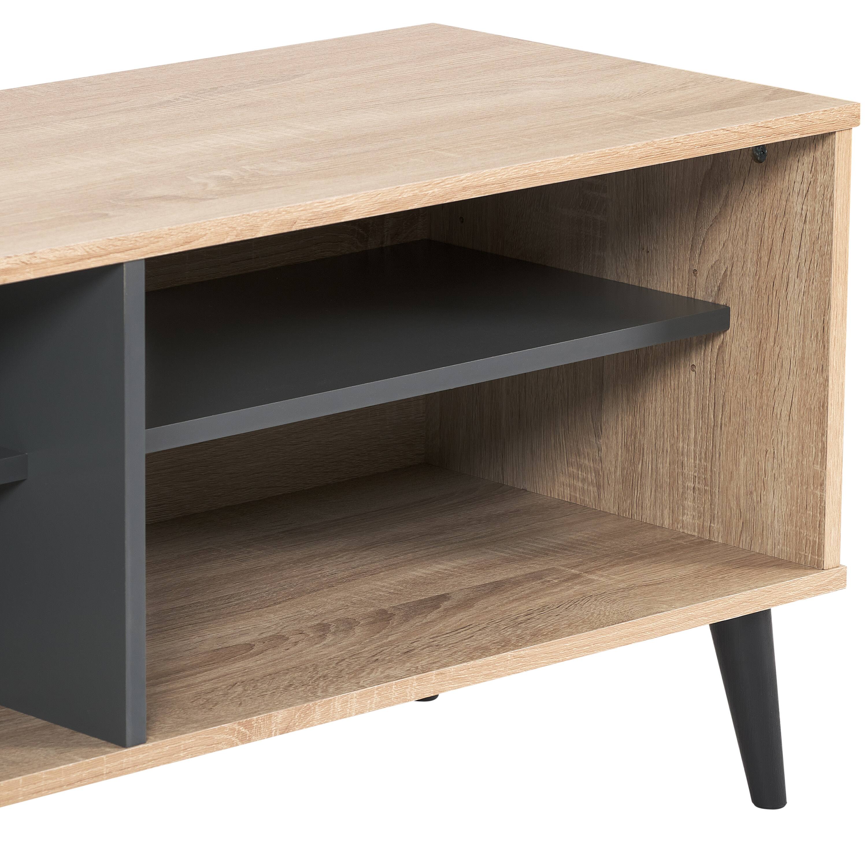 Alt View 12. CorLiving - Cole Collection TV Stand with Open Cabinets for Most TVs up to 85" - Light Wood.