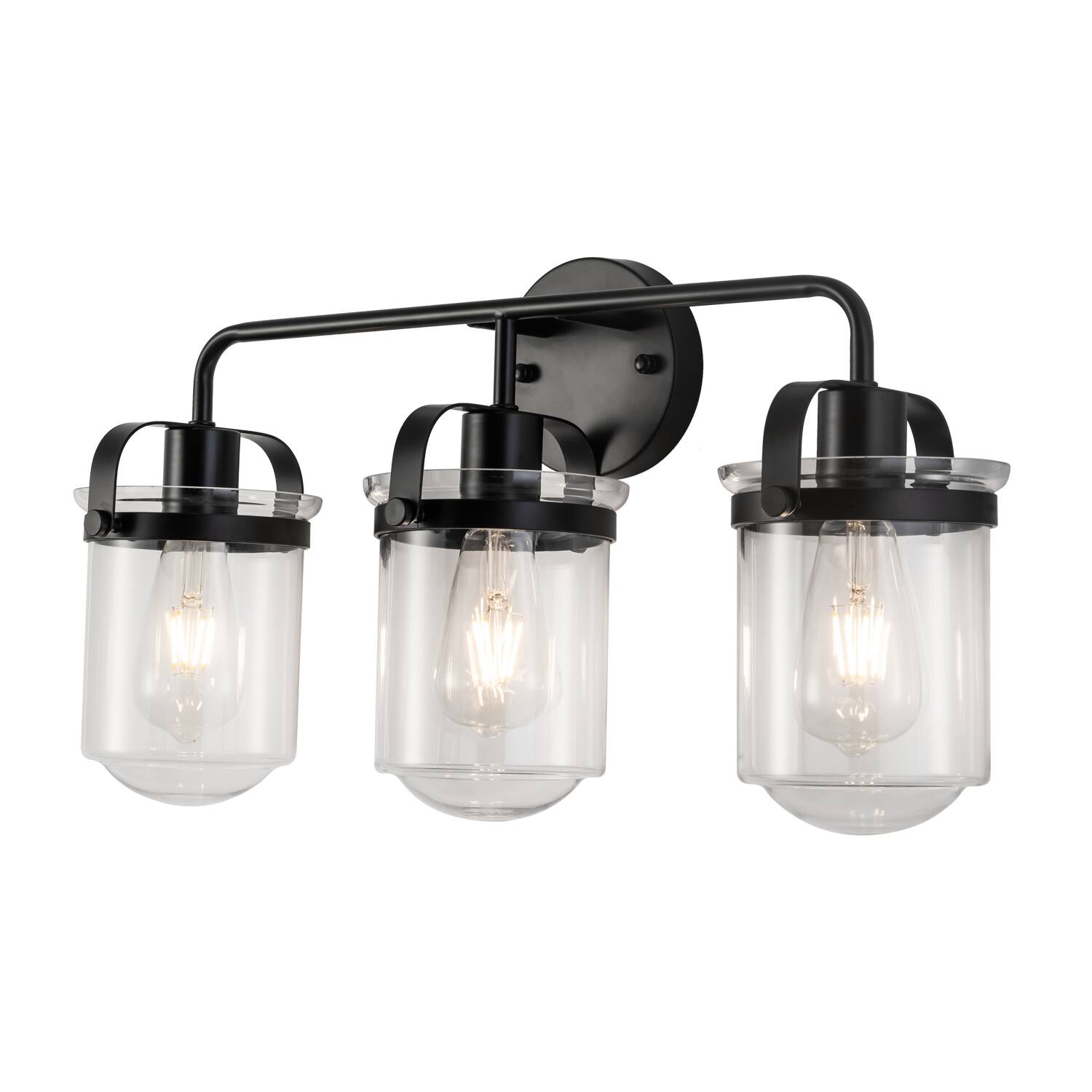Front. APRILSOUL - 3-Light with Clear Glass Shade Modern Sconce Industrial Indoor Light Fixture for Bathroom Living Room Bedroom No Bulb.