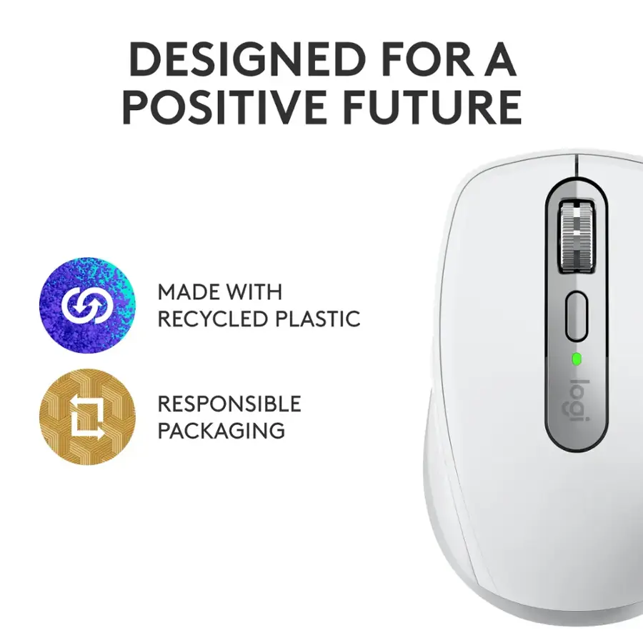 Designed for a Positive Future. Made with Recycled Plastic. Responsible Packaging. Logitech.