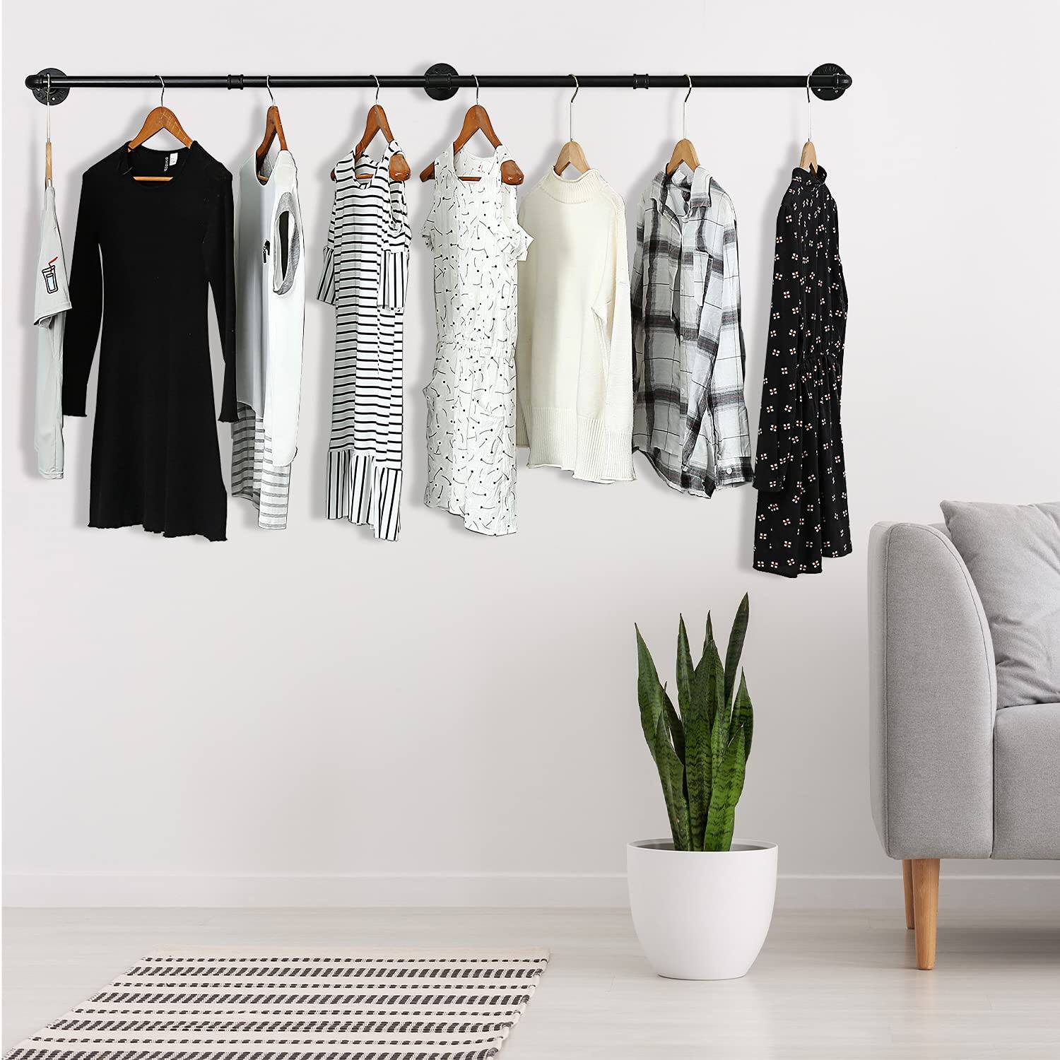 Refined Abode Design Industrial Pipe Clothes Rack Wall Mount For ...