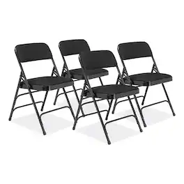 National Brand - 2300 Series Fabric Upholstered Triple Brace Premium Folding Chair Supports Up to 500 lb Midnight 4/Carton - Black