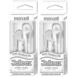 Maxell - Jelleez Soft Earbuds with Mic, White, Pack of 2
