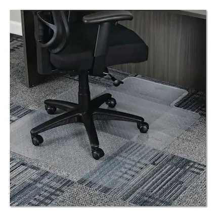 Front. Alera - Studded Chair Mat for Flat Pile Carpeted Floors, Rectangular with Lip, Straight Edges, 36" x 48", Clear - Clear.