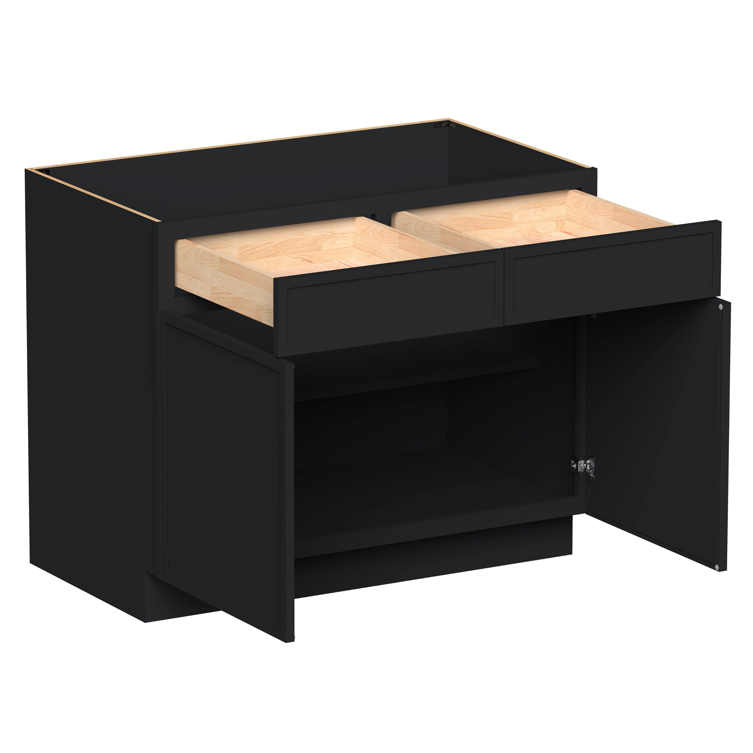 Angle. Boyel Living - 42-in W x 34.5-in H x 24-in D Shaker RTA Kitchen Base Cabinet with Soft-Close - Black.