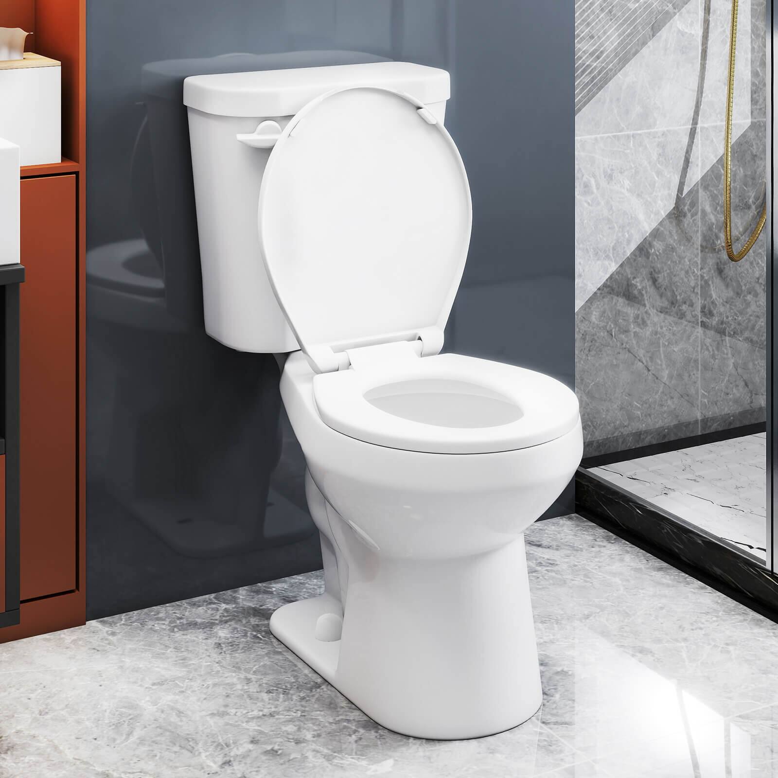 Alt View 3. Costway - Costway Two-Piece Round Toilet Standard Toilet with 17.5" ADA Comfort Chair Height Seat - White.