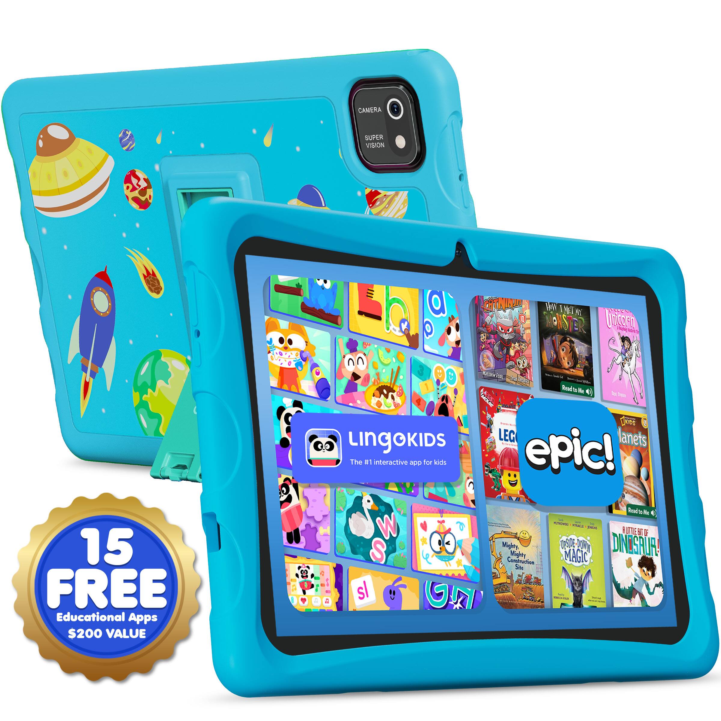 Contixo - K103 10" Kids Tablet, 8-Core, 3GB RAM, 32GB, Android 13, Disney E-books, Academy App & Kickstand Case - Blue