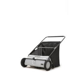 Dapper Supply - 26" Push Lawn Sweeper with 7 Cu. Ft. Hopper, Dual Spinning Brushes for Grass & Leaf Cleanup - Gray