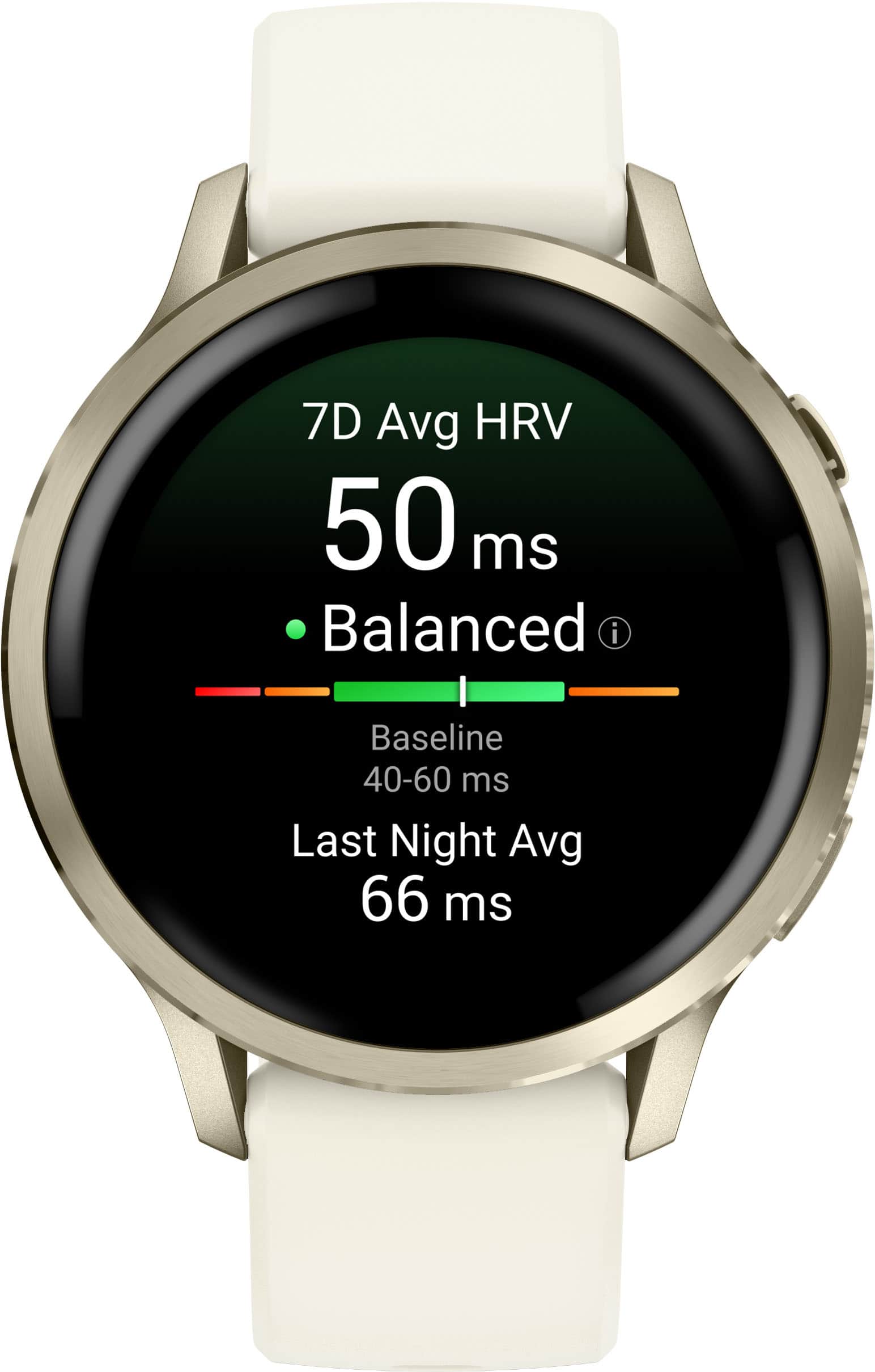 7D Avg HRV
50 ms
Balanced
Baseline 40-60 ms
Last Night Avg 66 ms