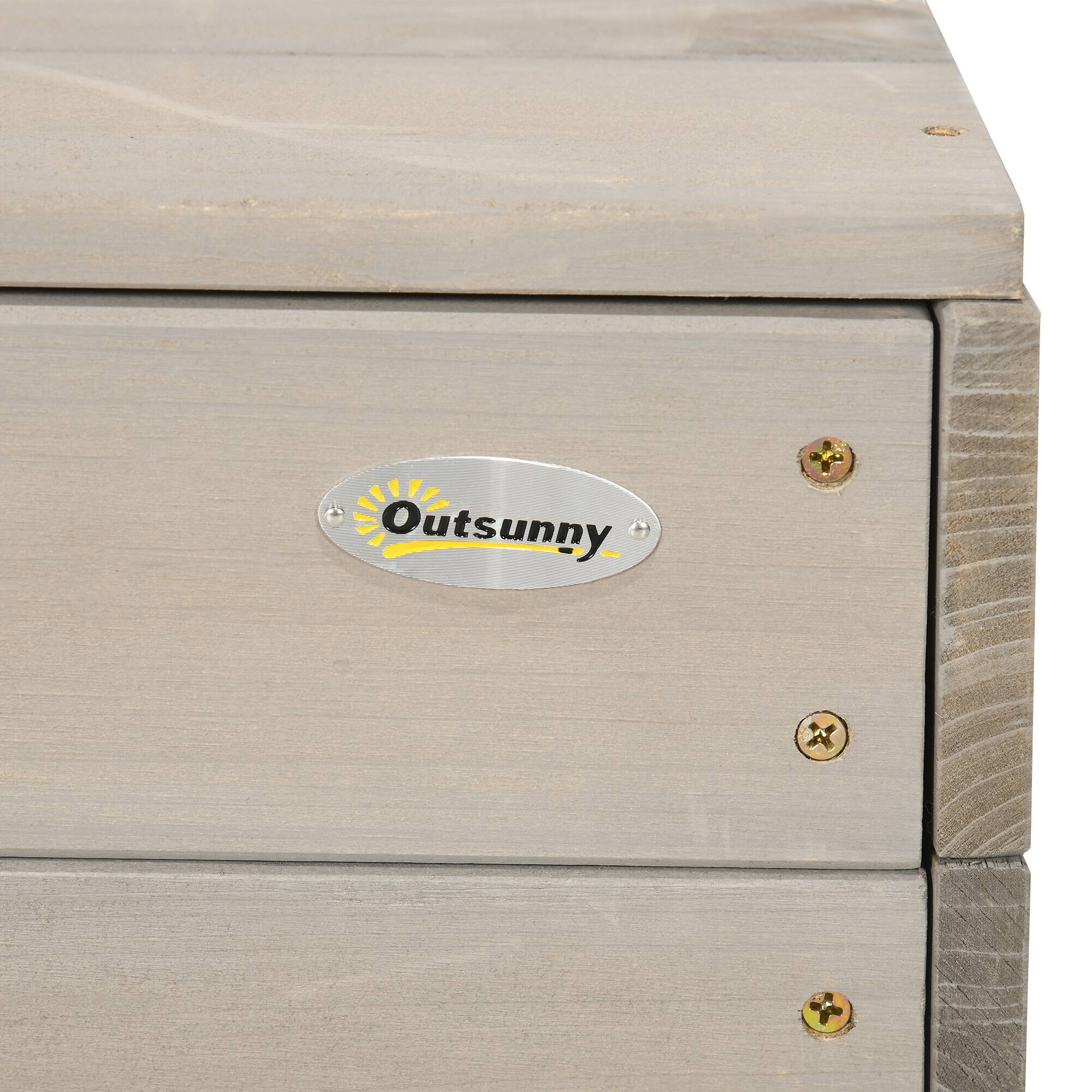 Alt View 4. Outsunny - Kids Sandbox with Canopy, Bench Seats Wooden Sand Pit, Backyard Toy, Chalkboard, Tic Tac Toe Game, Ages 3-7.