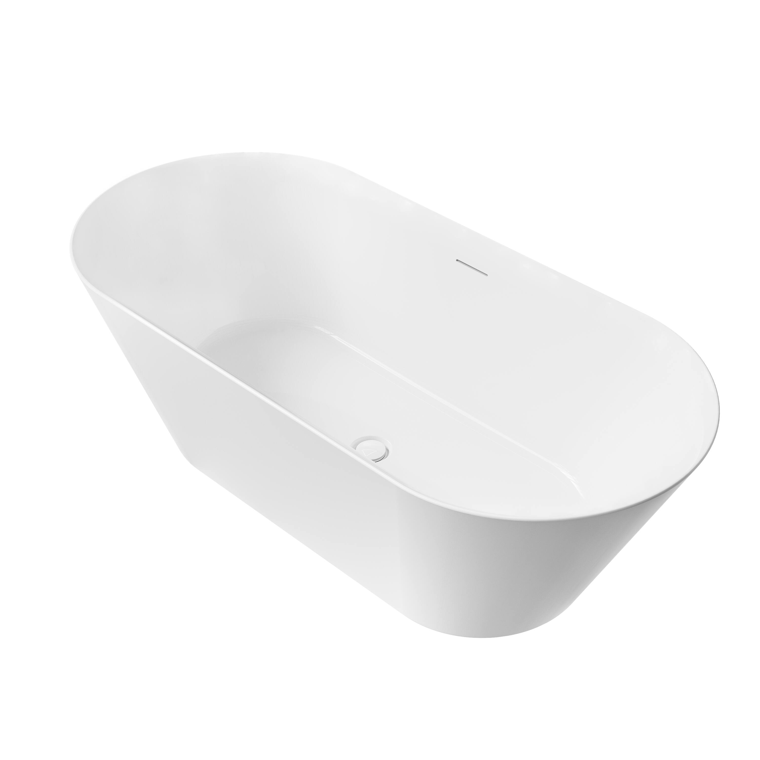 Alt View 9. WELLFOR - Sable 71 in. Acrylic Flatbottom Double Ended Freestanding Soaking  Bathtub with Drain and Overflow - White.