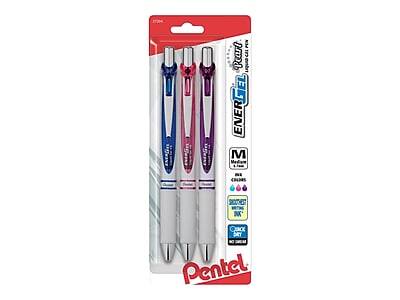 Pentel - EnerGel Pearl Retractable Gel Pens, Medium Point, 3/Pack - Assorted Ink
