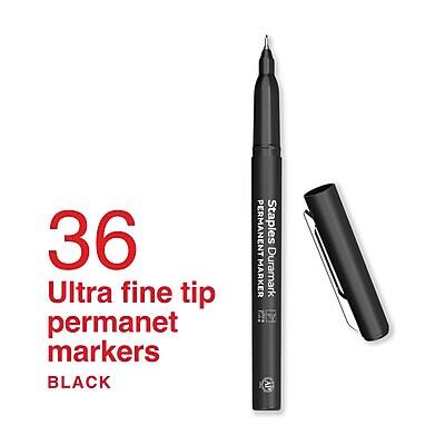 36 Ultra fine tip permanent markers BLACK  
Staples Duramark