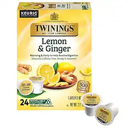 Twinings - Lemon & Ginger Herbal Tea, Keurig® K-Cup® Pods, 24/Box (TNA89556)