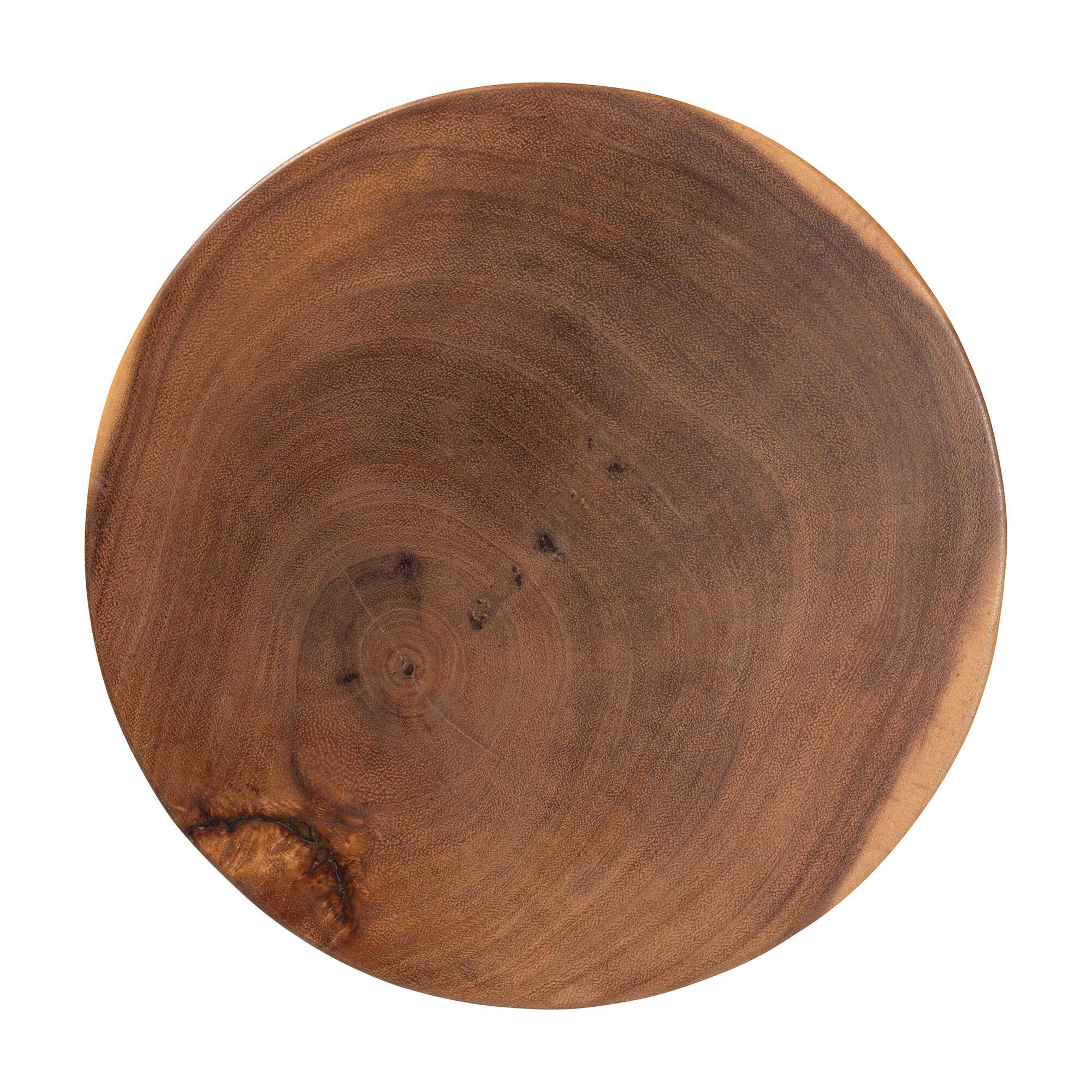 Back. bali & pari - Bancroft Solid Suar Wood Side Table - Handcrafted Sculptural End Table with Hourglass Design, Modern Boho Style - Natural Brown.