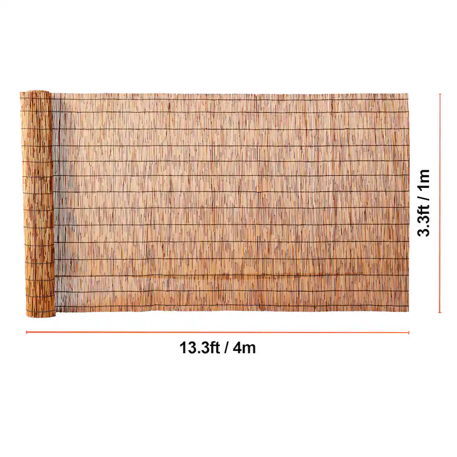 VEVOR Natural Reed Fencing, 3.3 ft x 13.3 ft, Reed Screen Curtain ...
