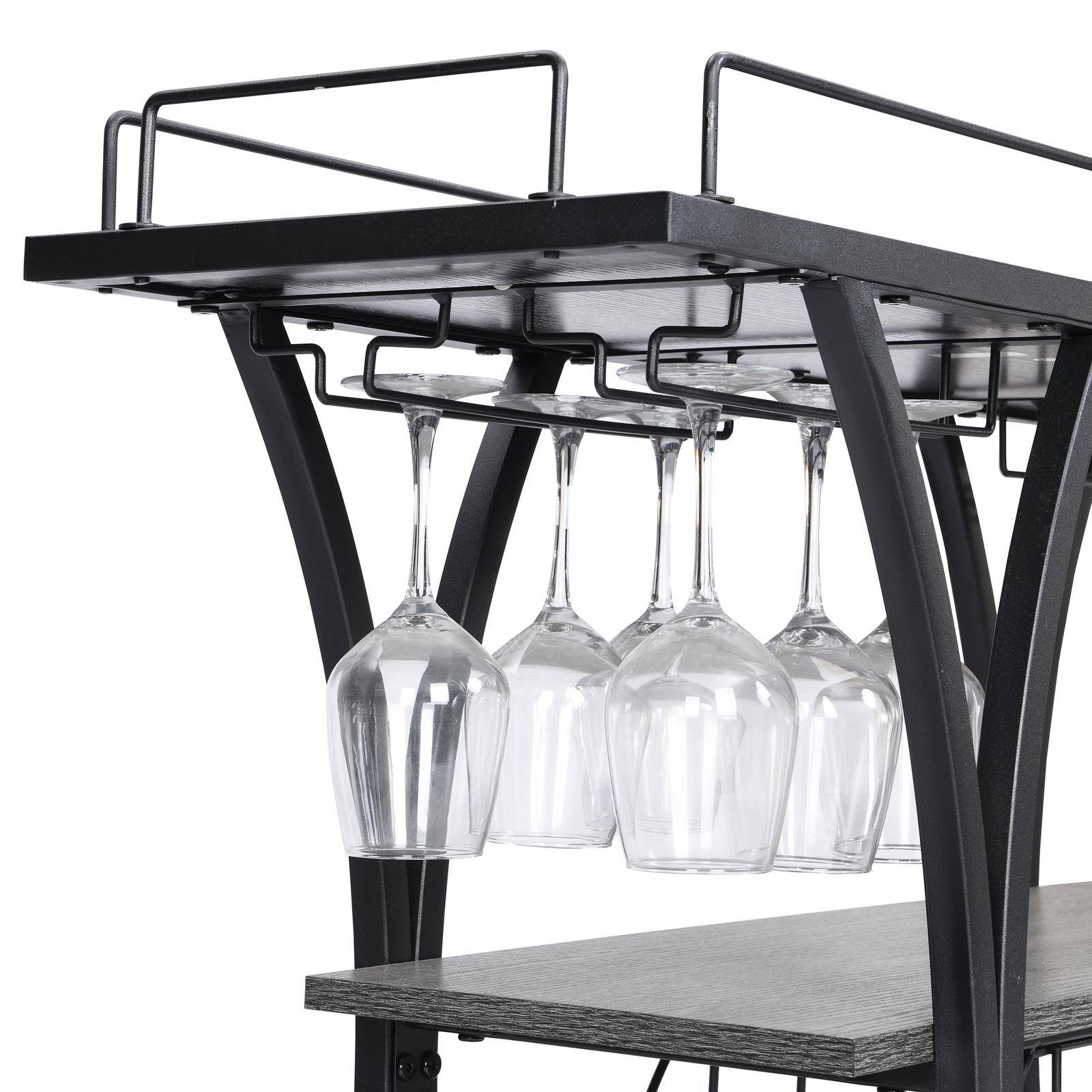 Alt View 2. Spaco - Spaco Industrial Bar Cart Kitchen Bar Cart, Serving Cart for Home with Wheels 3 -Tier Storage Shelves, for Living Room - Black+ Gray.