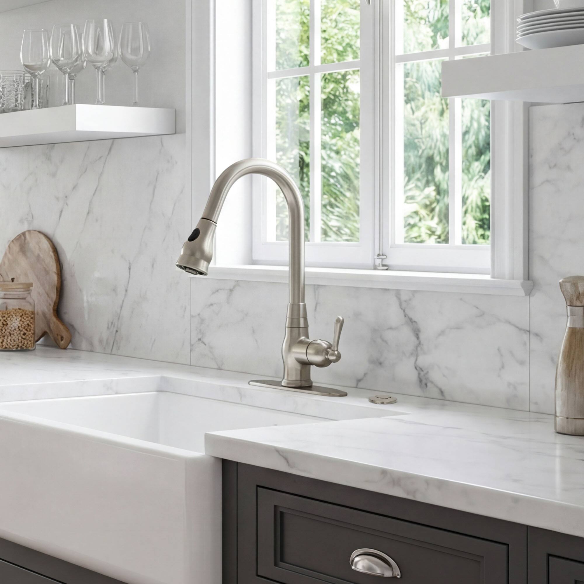 Alt View 3. Akicon - Akicon Sink Top/Counter Top Garbage Disposal Air Switch with Air Hose in Brushed Nickel - Brushed Nickel.