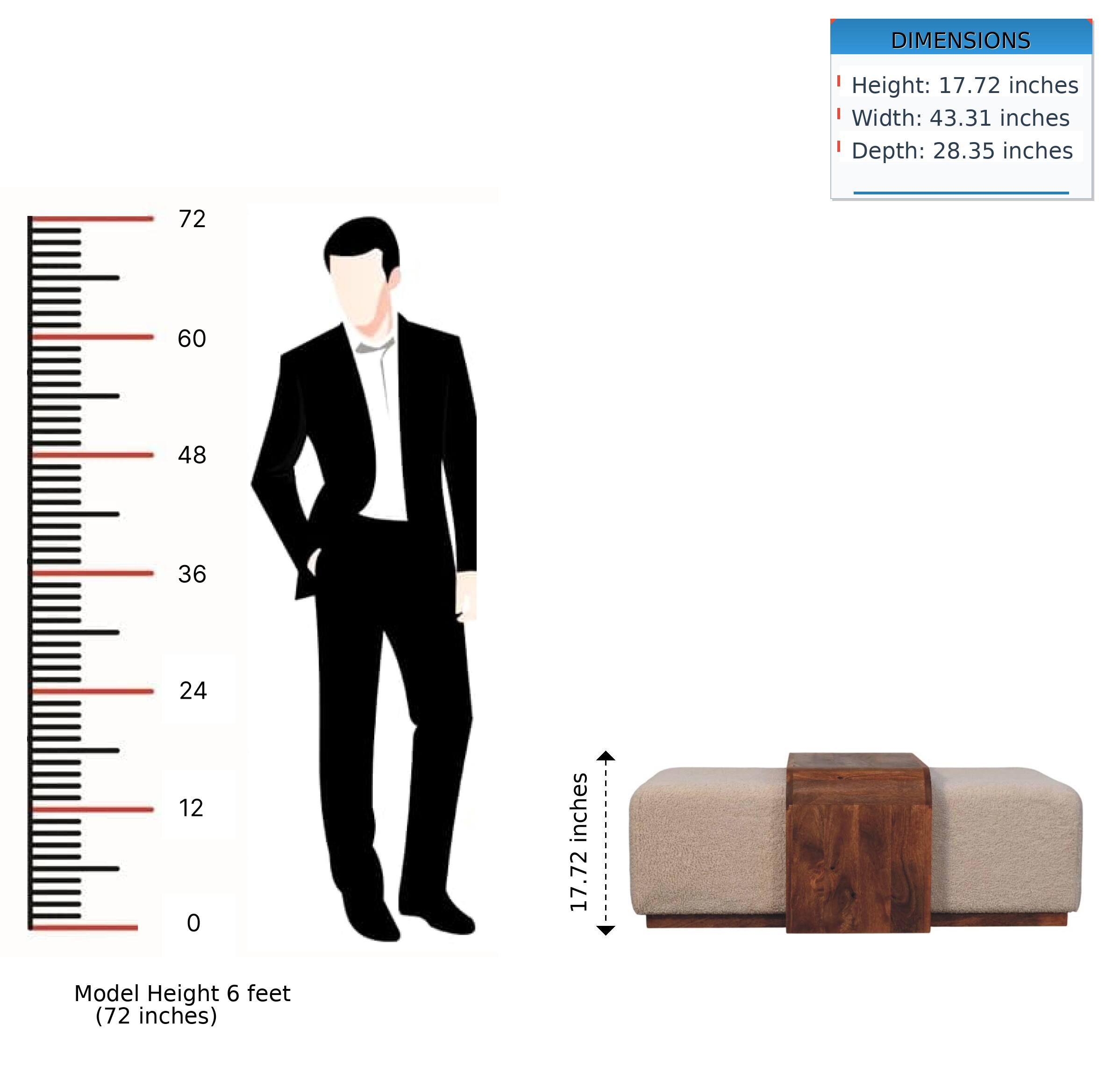 DIMENSIONS  
Height: 17.72 inches  
Width: 43.31 inches  
Depth: 28.35 inches  

Model Height 6 feet (72 inches)