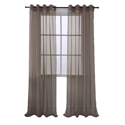 Front. RT Designers Collection - RT Designers Collection Cara Grommet Curtain Panel for Windows 54" x 84" Chocolate - Chocolate.