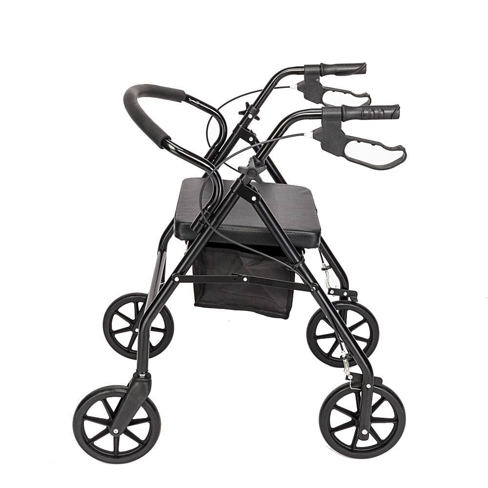Left. Winado - Foldable Rollator Walker Mobility Rollator with Seat, 8" Wheels, Adjustable Height, Removable Backrest, 286lbs Capacity - Black.