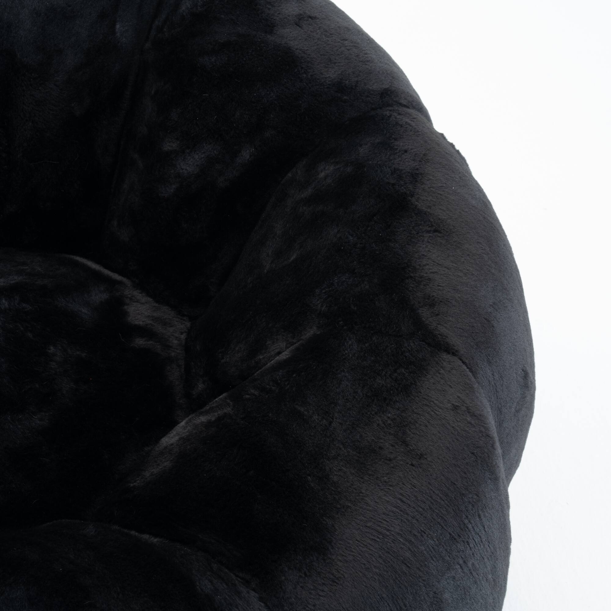 Alt View 6. GOODSILO - Floral-Shaped Faux Fur Bean Bag Sofa, Ultra-Soft Large Reading Chair for Living Room or Bedroom, Single-Seater - Black.