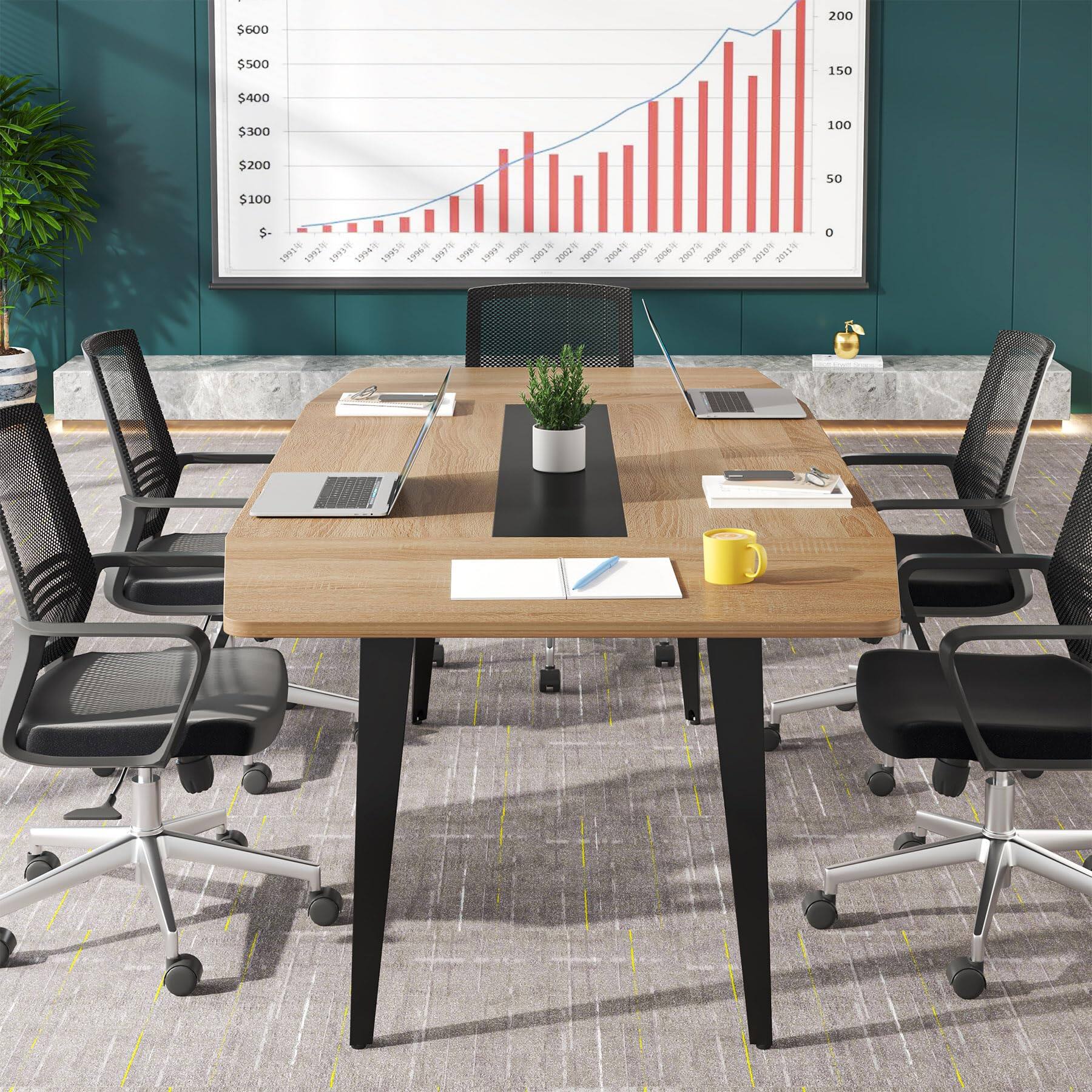Tribesigns 6FT Conference Table, 70.86L x 35.43W x 29.52H Inches Boat ...