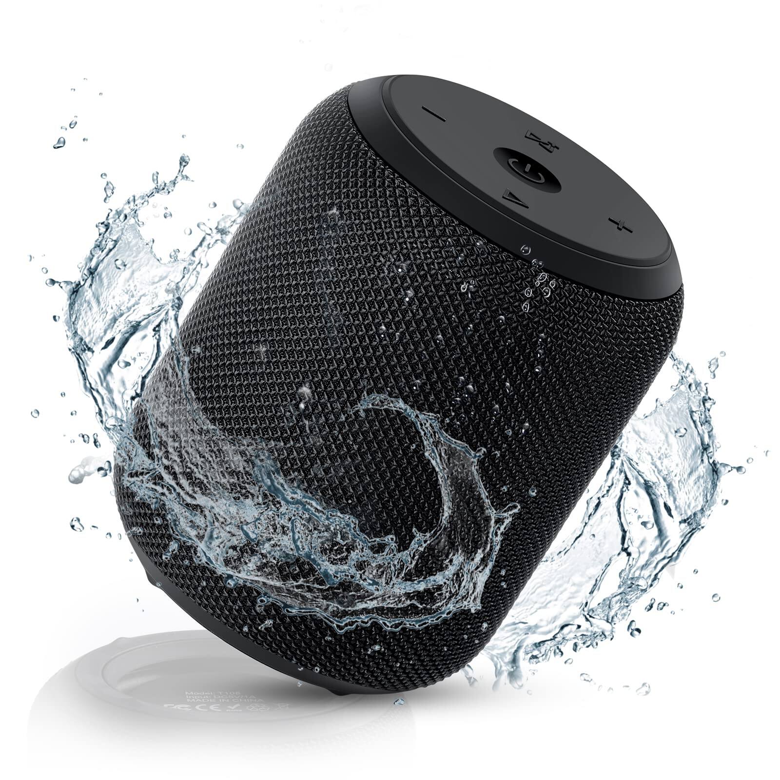 Front. Dazzed Corner - Portable Bluetooth Speaker with Stereo Sound - Black.
