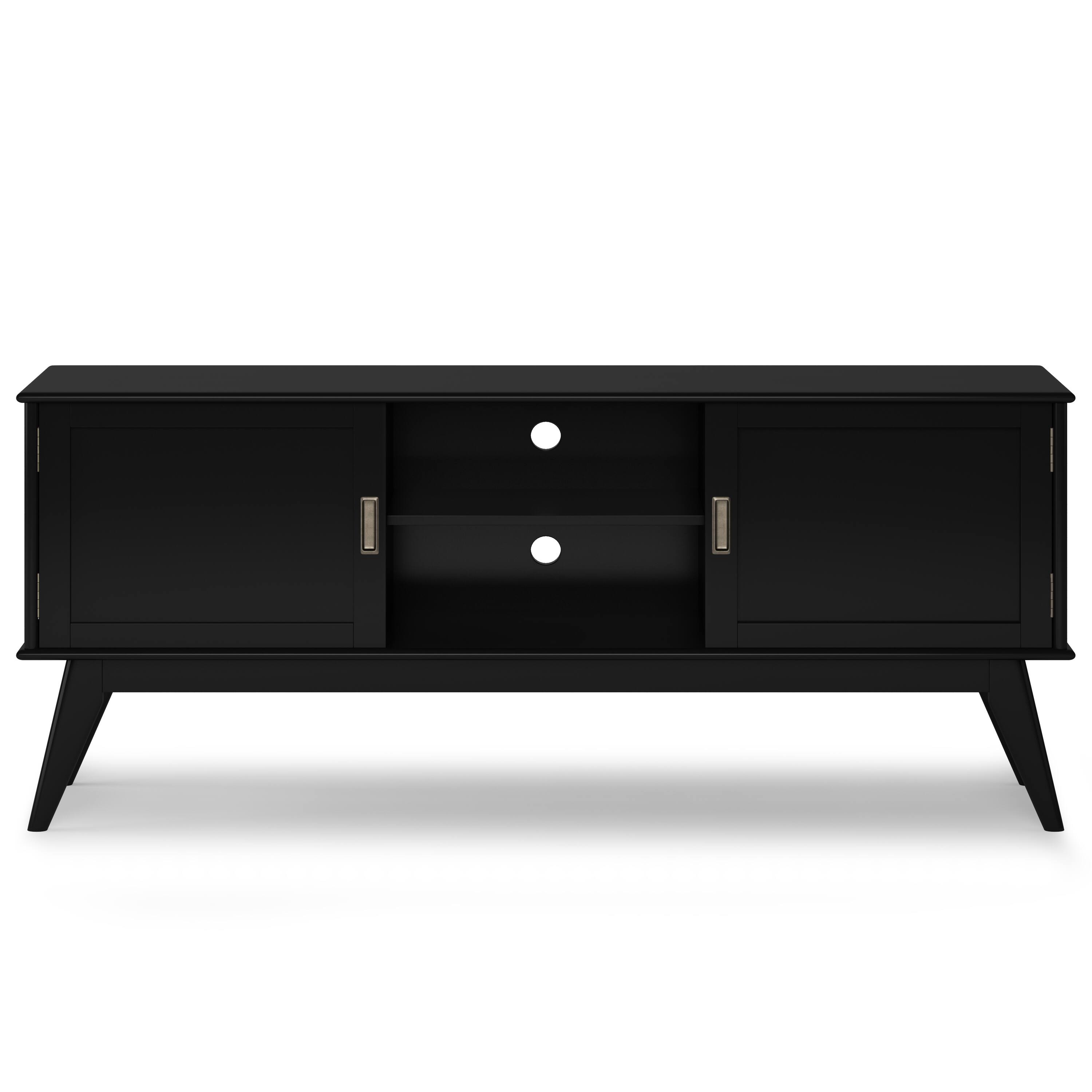 Alt View 3. Simpli Home - Draper SOLID HARDWOOD 60 inch Wide Mid Century Modern TV Media Stand in Black For TVs up to 65 inches - Black.