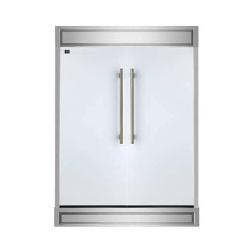 Forno Appliances - 60 in. Wide Maderno 27.2 Cu. Ft. Built-In Side-by-Side Convertible Refrigerator/Freezer with Decorative Grill - White
