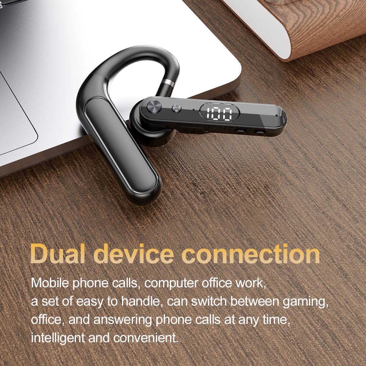 100 Dual device connection  
Mobile phone calls, computer office work, a set of easy to handle, can switch between gaming, office, and answering phone calls at any time, intelligent and convenient.