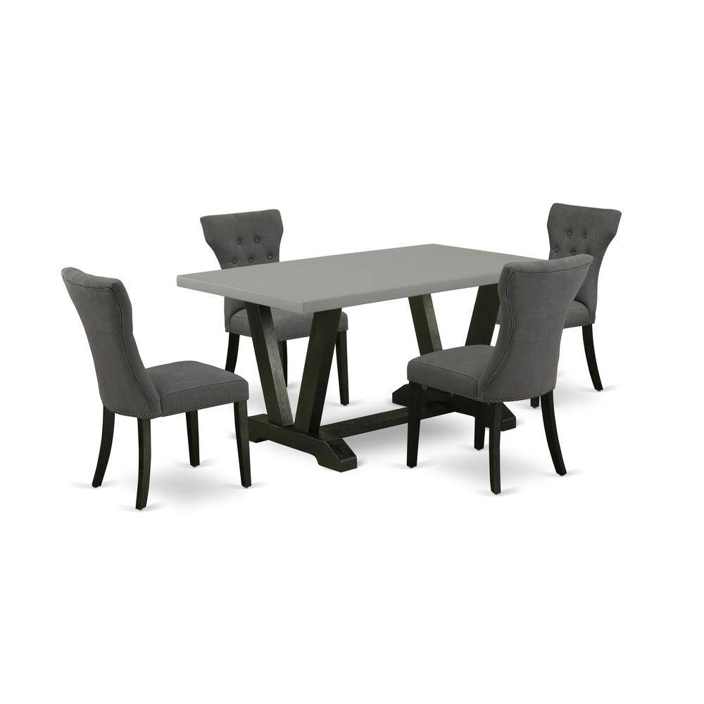 Left. East West Furniture - East West Furniture 5-Piece Kitchen Dinette Set Included 4 Kitchen Dining chairs Upholstered Seat and High Button - Multi-Color.