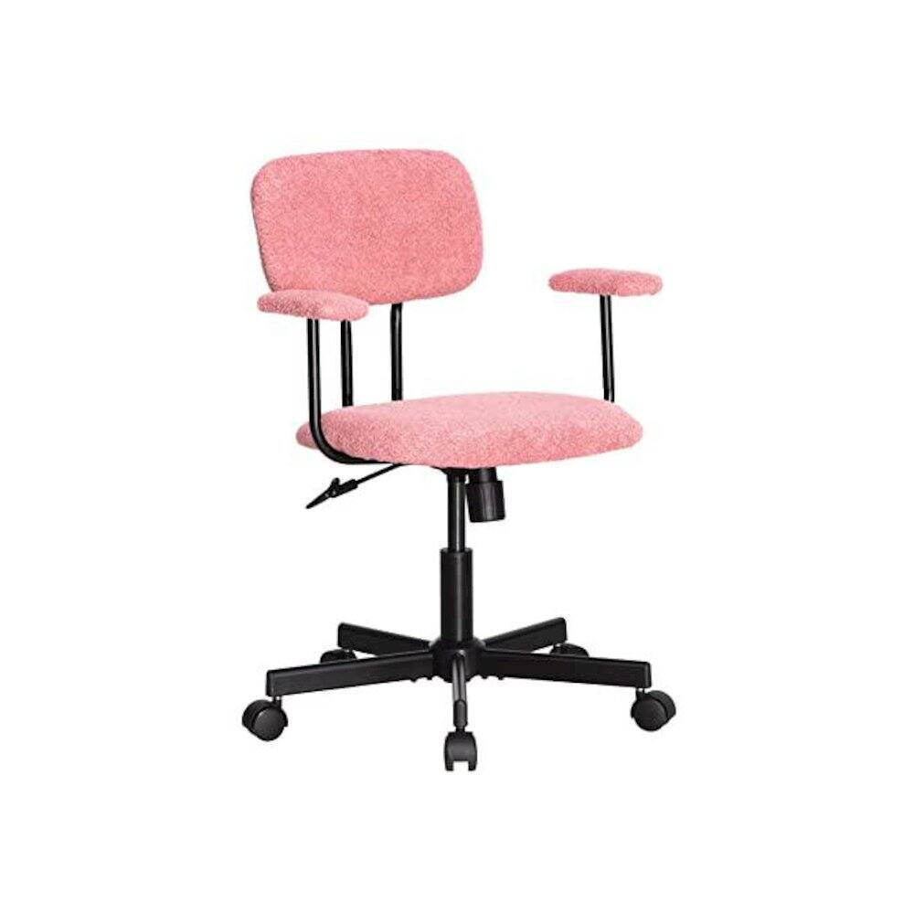 Alt View 3. JJS - Low Back Velvet Office Computer Chair With Armrest - Pink.