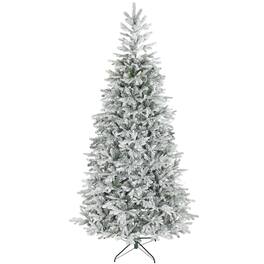 Homcom - Artificial Frosted Christmas Tree, Realistic Branches, Wide Full Spruce, Hinged, Foldable Metal Stand, Easy Assembly - Green