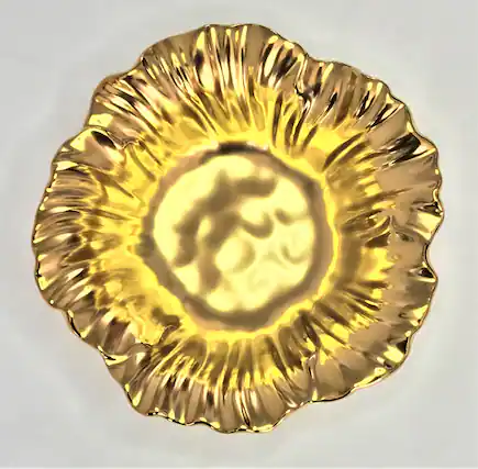 Front. Jiallo - Botanic Collection Titanium Porcelain Sunflower bowl 11.5" - Gold.