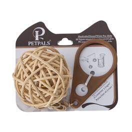 PetPals - Rattan Cat Toy with Bell – Eco-Friendly Interactive Toy with Hook for Hands - Brown