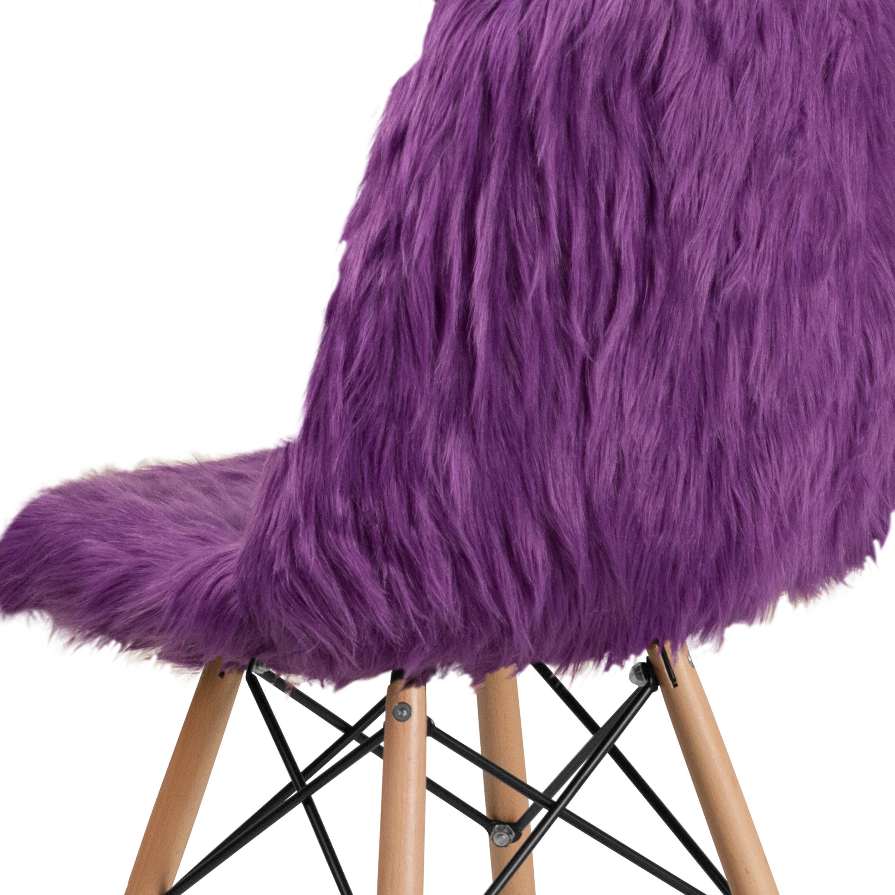 Alt View 9. Emma + Oliver - Shaggy Dog Fur Accent Chair - Purple.
