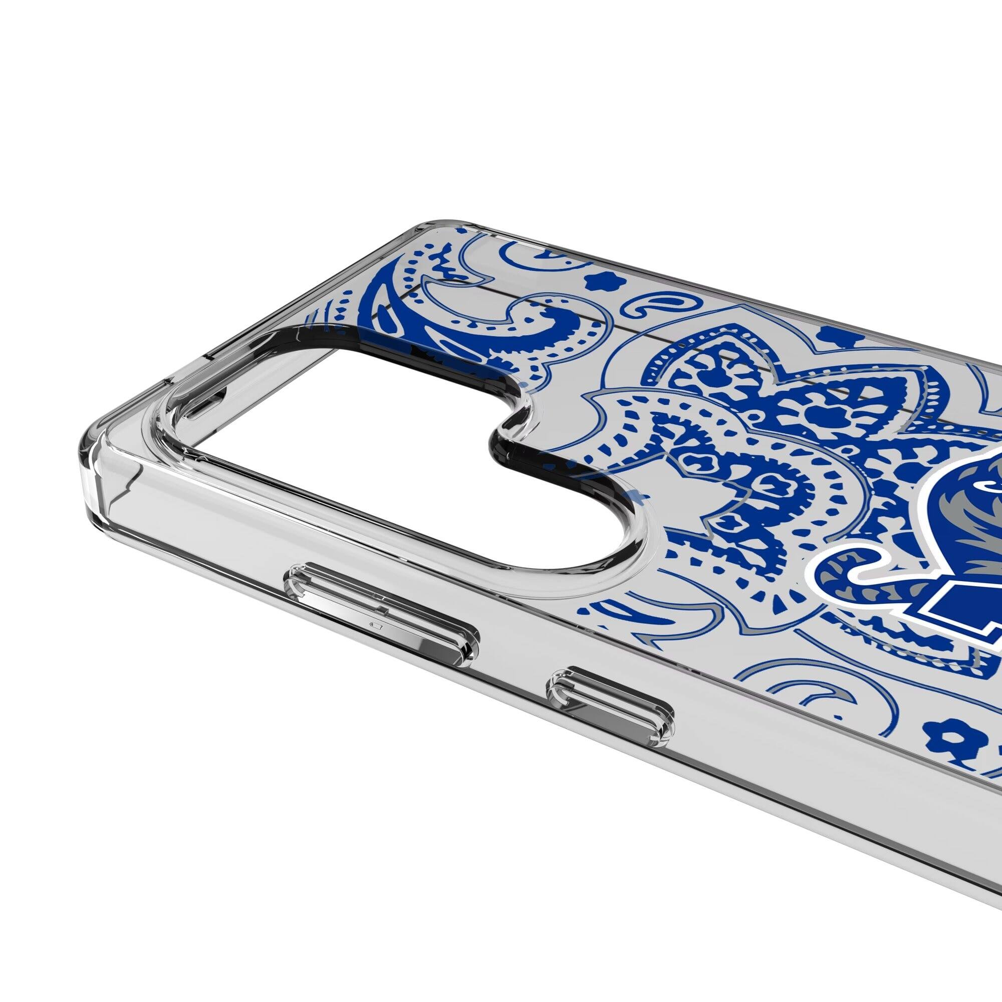 Alt View 2. Keyscaper - Memphis Tigers Paisley Galaxy Clear Case - S23 - Multicolor.