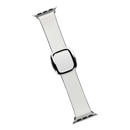 Front. Apple - Apple Watch Band - Modern Buckle (41mm) - Chalk - Medium - White.