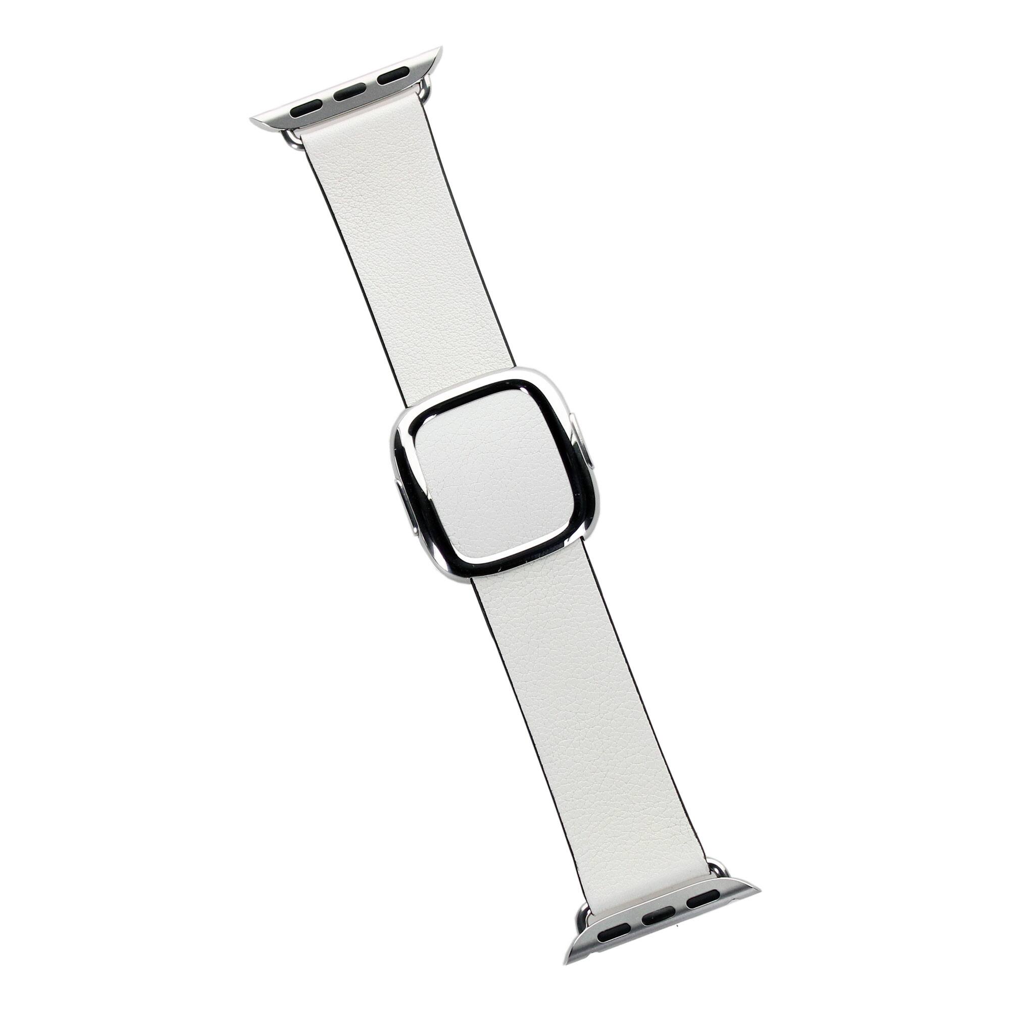 Front. Apple - Apple Watch Band - Modern Buckle (41mm) - Chalk - Medium - White.