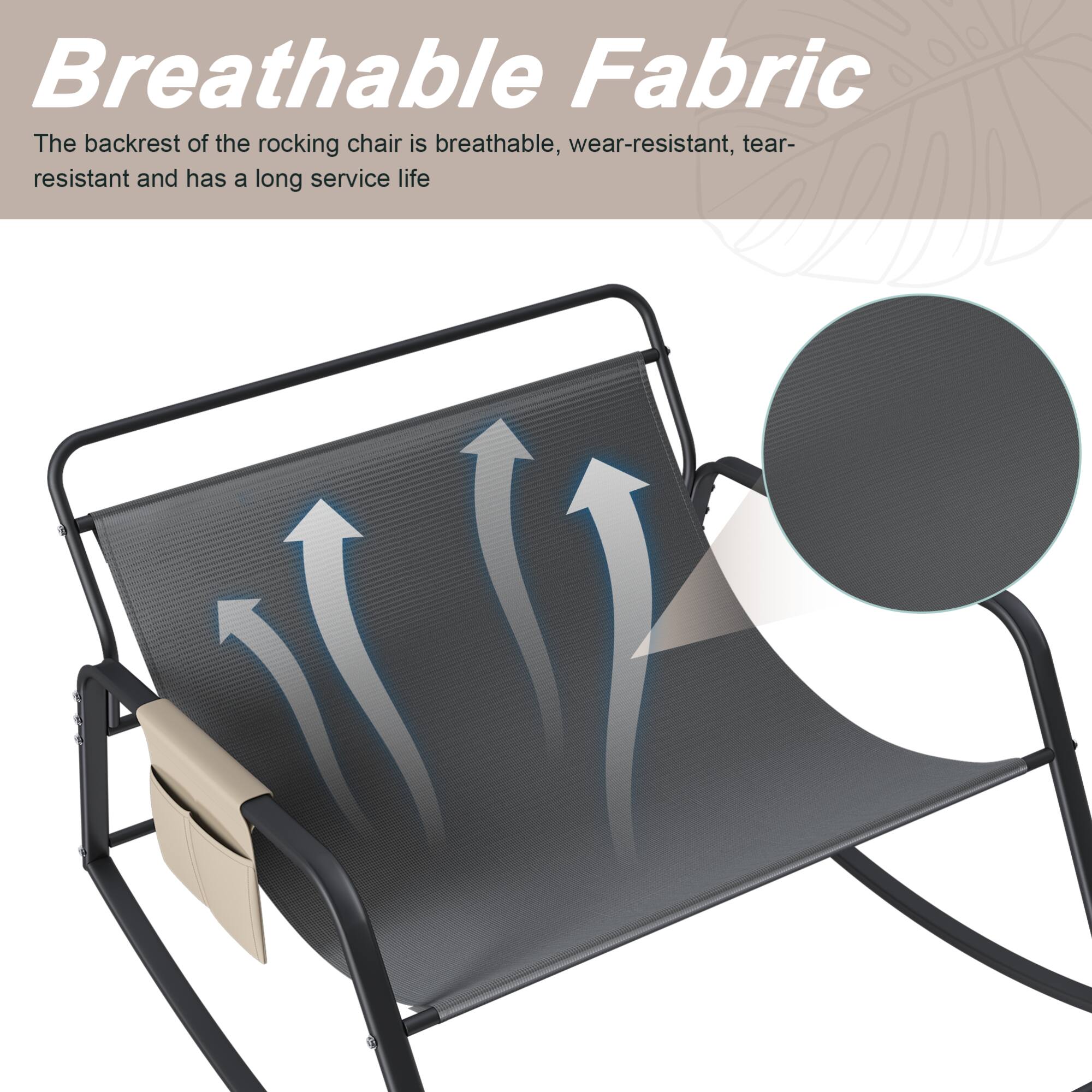 Breathable Fabric

The backrest of the rocking chair is breathable, wear-resistant, tear-resistant and has a long service life