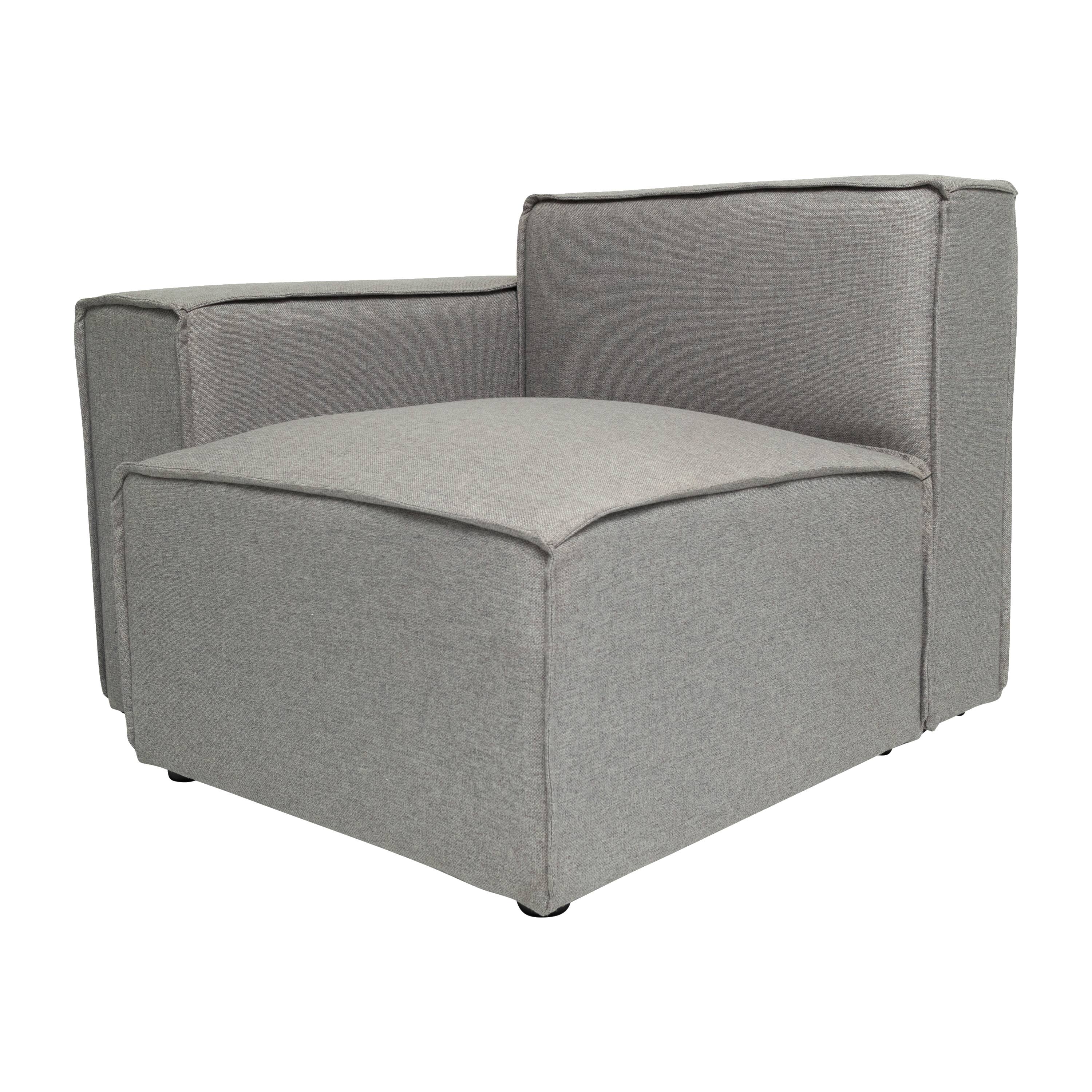 Alt View 1. Emma + Oliver - Farmount Modular Left Side Armchair with Arm Rest - Gray.