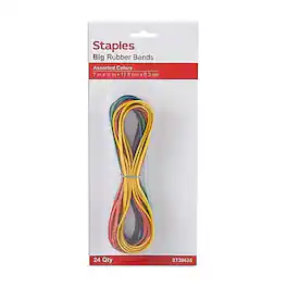 Staples - Oversized Rubber Bands, 7" x 0.12", 24/Pack - Assorted
