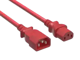 Cable Leader - Power Extension Cord, IEC C13 to C14 Fully Molded, 18 AWG 10A 250V for PDU, UPS, Monitor, Desktop PC - Red