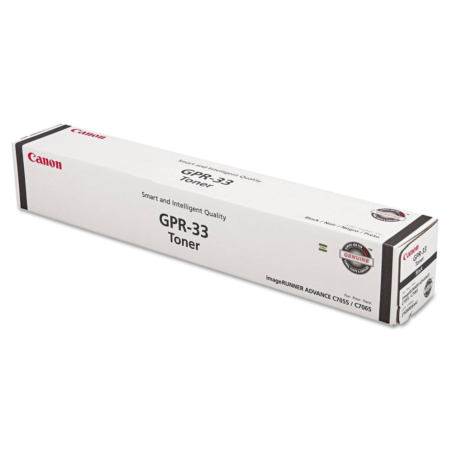 Canon GPR-33 Toner  
Smart and Intelligent Quality  
GPR-33 Toner  
imageRUNNER ADVANCE C7055 / C7065  
For: Pour: Para:  
Genuine  
Canon GPR-33 Toner