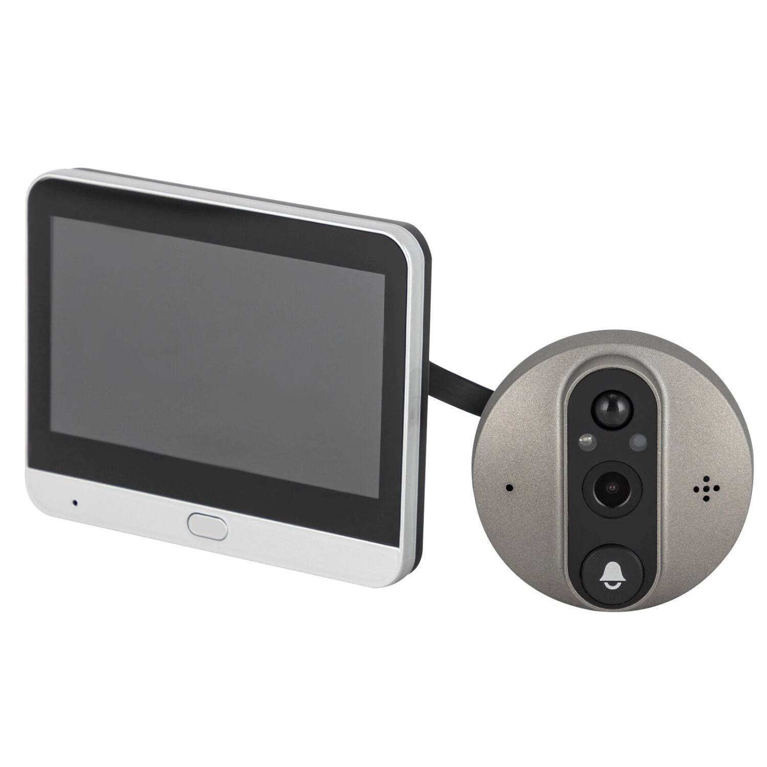 Angle. Stock Preferred - Wireless Video Doorbell System - Grey, Black.