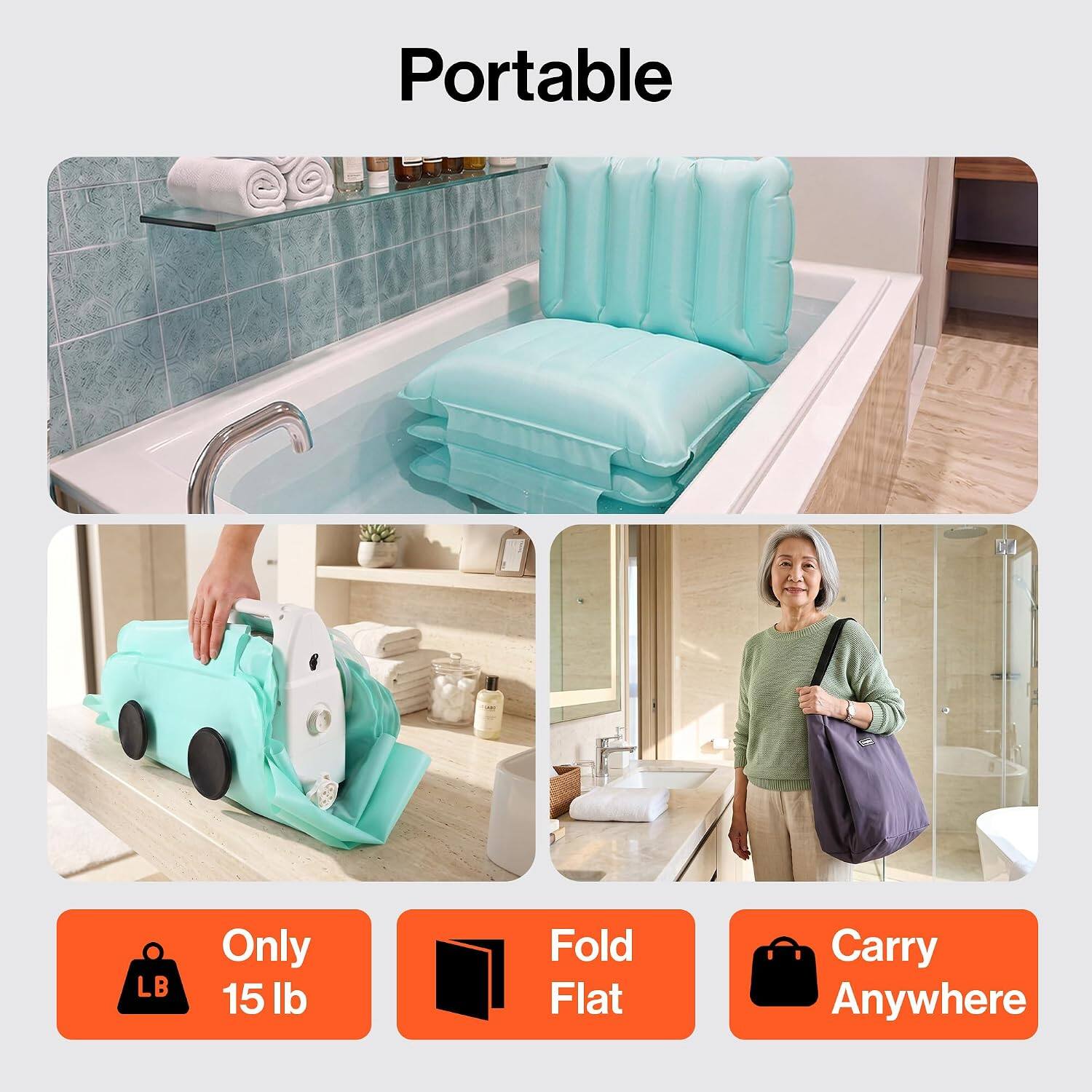 Portable  
Only 15 lb  
Fold Flat  
Carry Anywhere