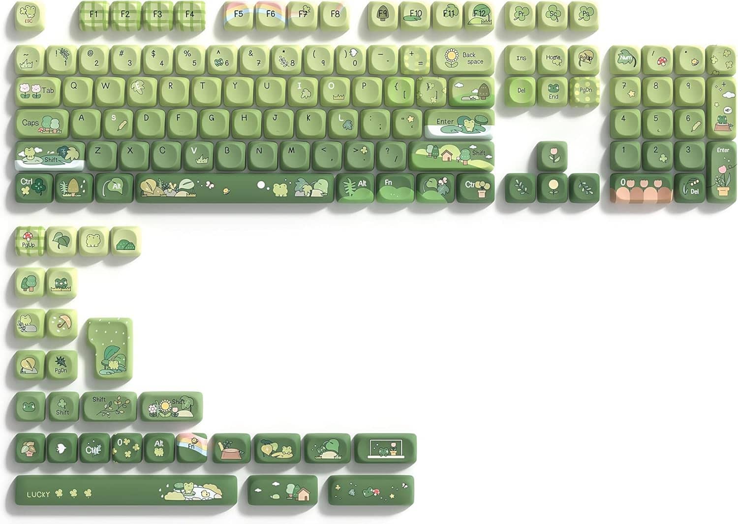 Womier - PBT Keycaps, 132 Keys Dye-Sublimation MOA Profile Key caps for 100%, 75%, 65%, 60% Mechanical Keyboard - Qingwa
