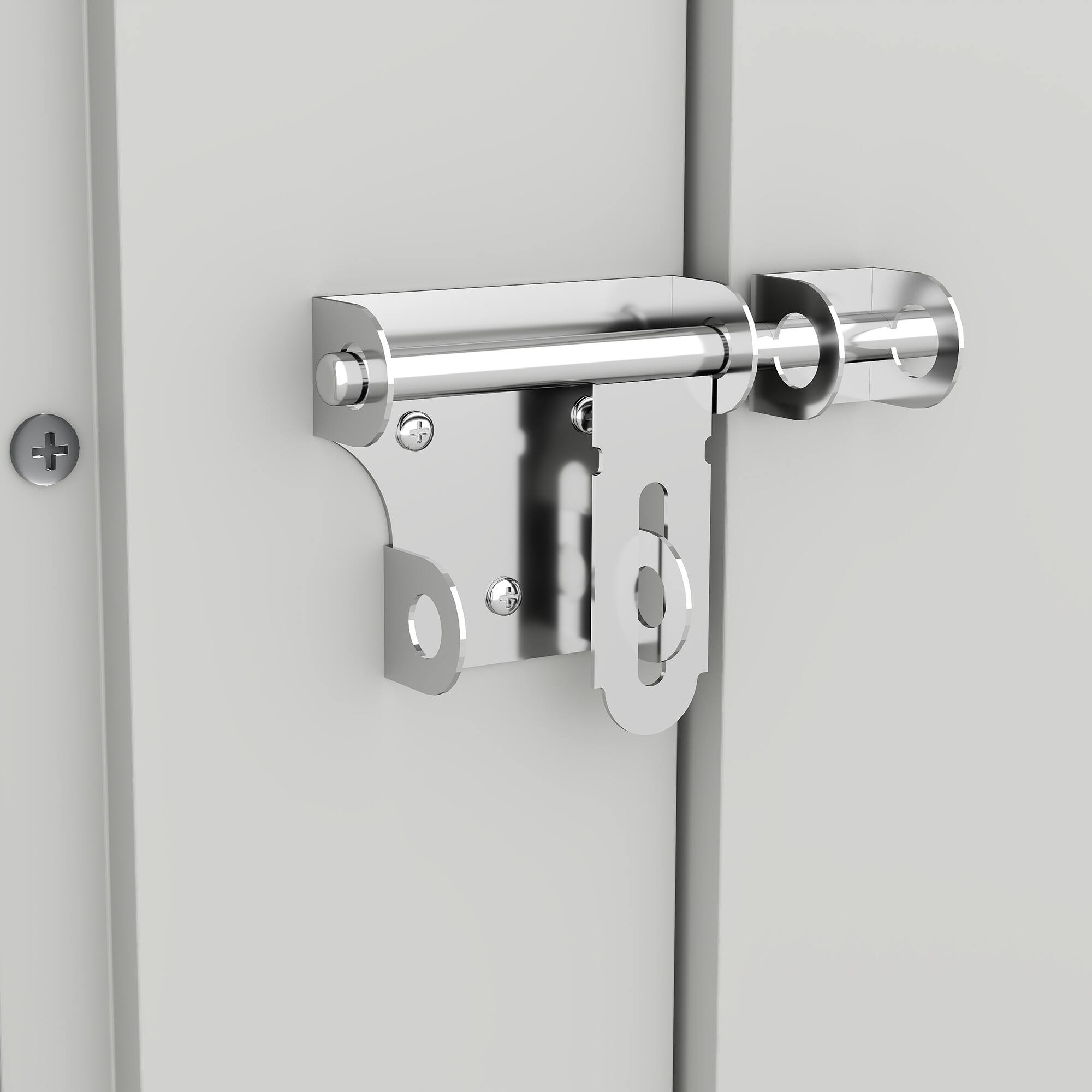 Alt View 9. Mondawe - 8x8 FT Outdoor Storage Shed with Protective Film, Four Daylight Windows and Lockable Doors - White.