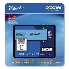 Brother - P-Touch TZE551CS 0.94 in. x 26.2 ft. TZe Laminated Removable Label Tapes - Black on - Blue